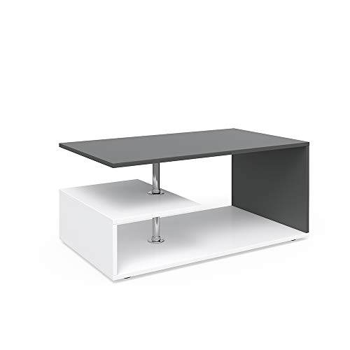 Vicco Couchtisch Guillermo, Weiß/Anthrazit, 91 x 41 cm von Vicco