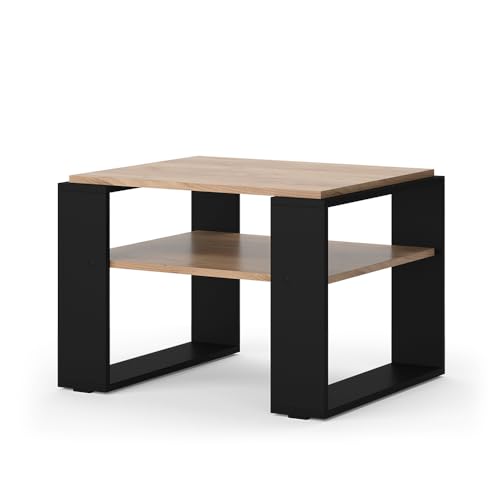 Vicco Couchtisch Helm, Goldkraft Eiche/Schwarz, 65.6 x 55,8 cm mit Ablage von Vicco