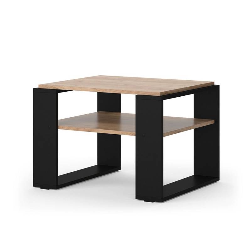 Vicco Couchtisch Helm, Goldkraft Eiche/Schwarz, 65.6 x 46.2 cm mit Ablage von Vicco