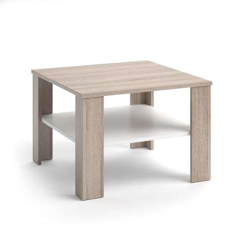 Vicco Couchtisch Homer, Couchtisch mit der Ablage, Sonoma/Weiß, 60 x 60 cm von Vicco