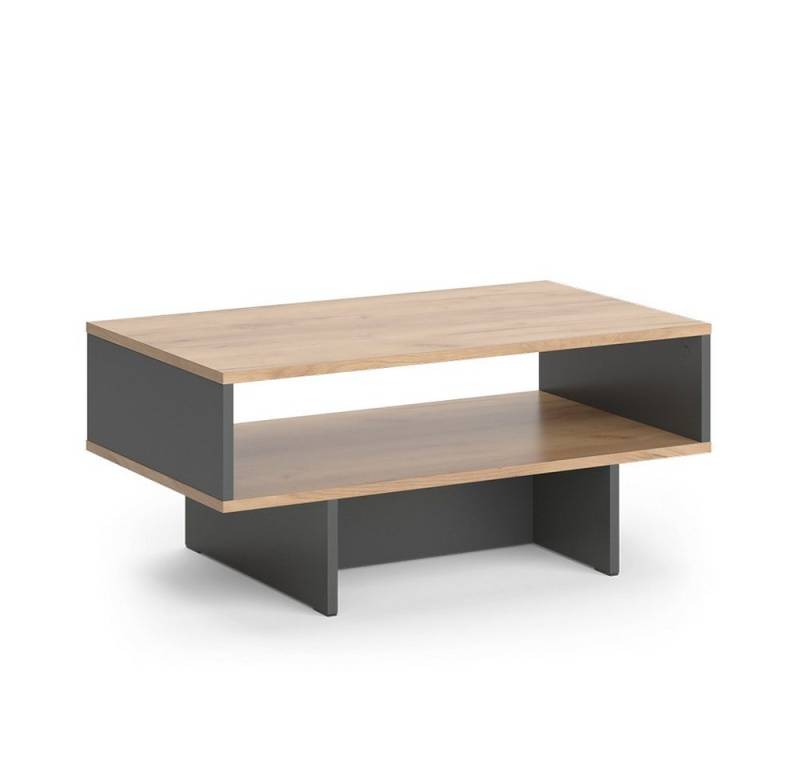 Vicco Couchtisch Josef, Anthrazit/Goldkraft Eiche, 80 x 46,2 cm mit 1 Regal von Vicco