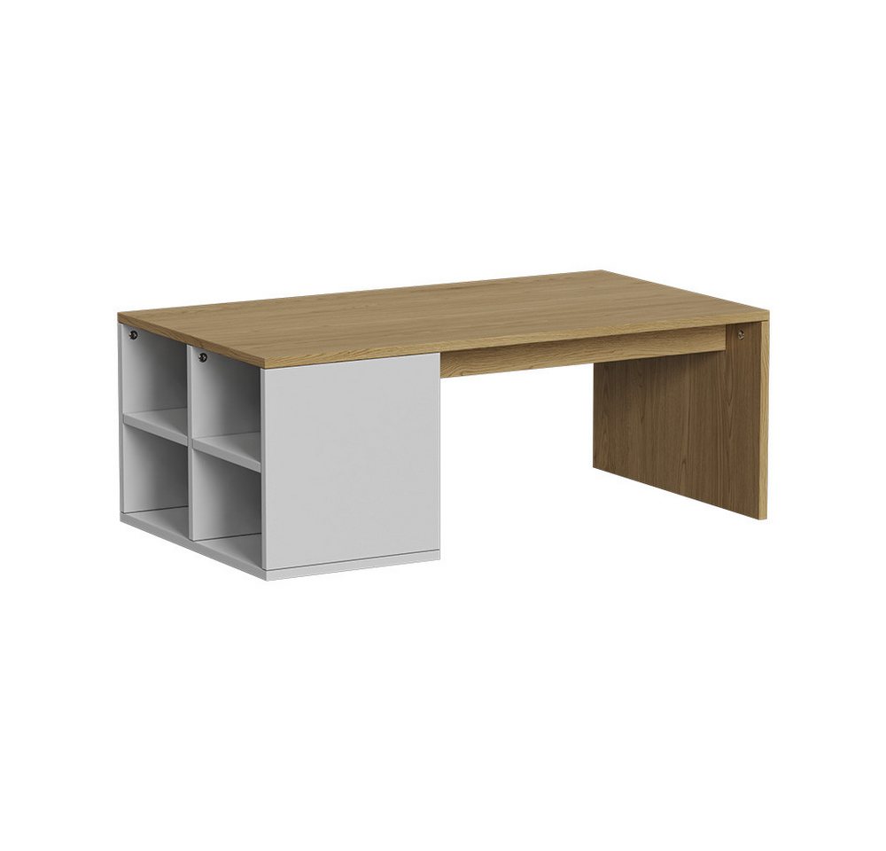 Vicco Couchtisch Kivo, Weiß/Eiche/Eiche, 90 x 50 cm mit offenen 4 Fächern von Vicco