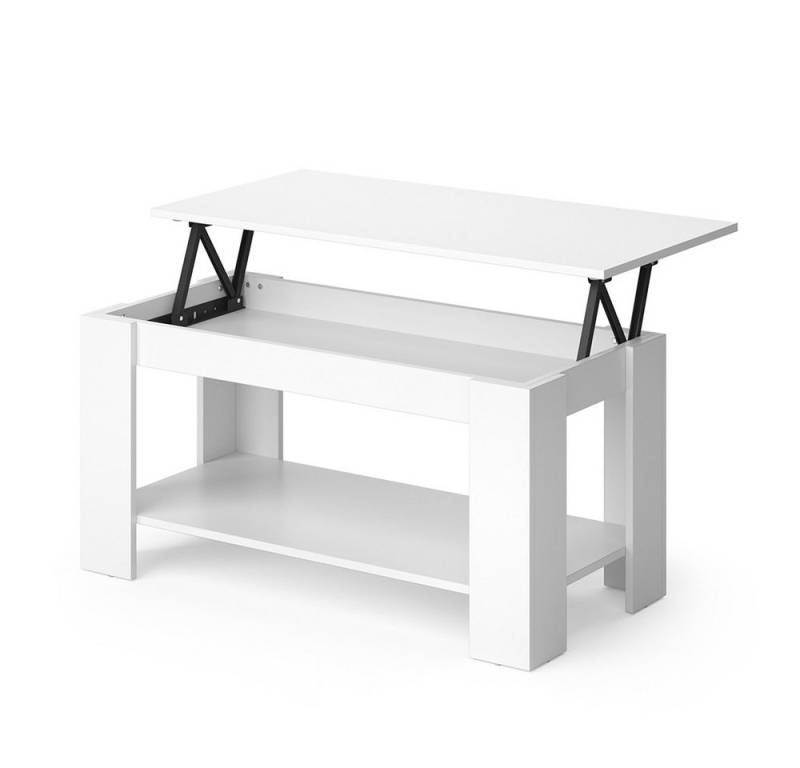 Vicco Couchtisch Lorenz, Weiß, 100 x 50 cm mit Liftfunktion, Kippbar von Vicco