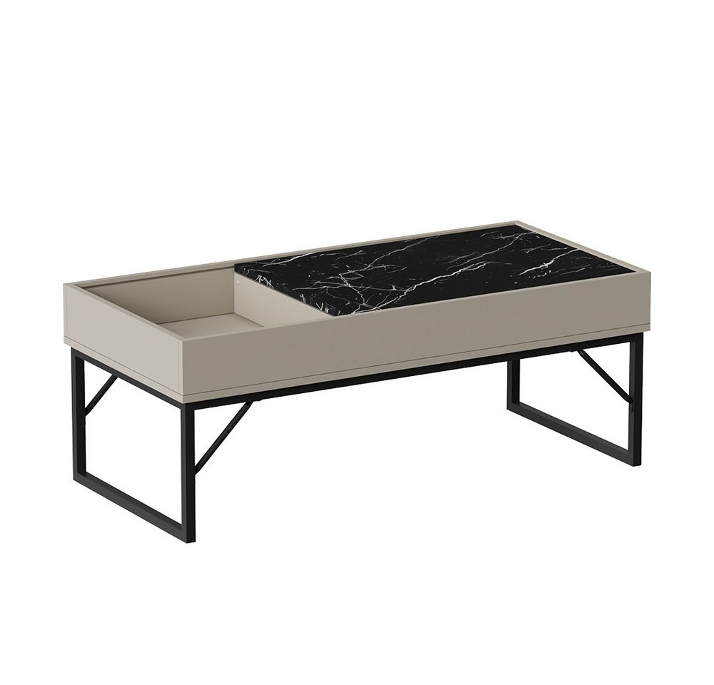 Vicco Couchtisch Lunero, Creme-Weiß/Marmor, 105 x 50 cm von Vicco