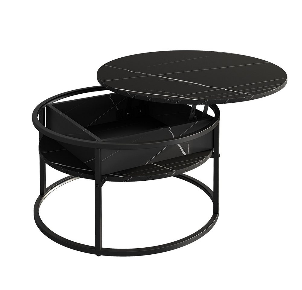 Vicco Couchtisch Marlo, Schwarz/Marmor-Weiß, 77 x 77 cm von Vicco