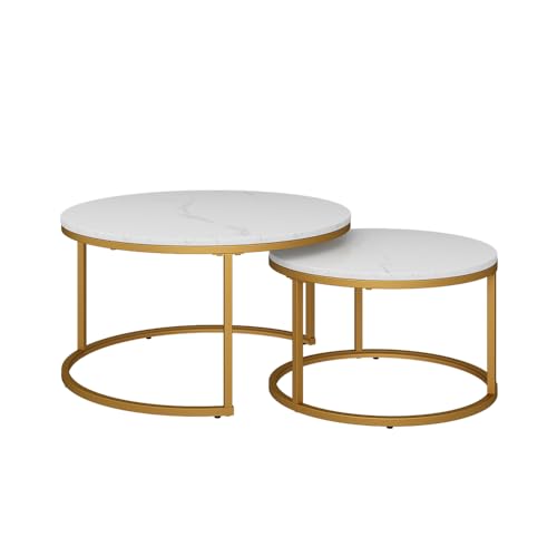 Vicco Couchtisch Set Montreal, 2-teiliger Sofatisch, Weiß/Gold, 77 x 40 cm 2 Teile Vicco Couchtisch Set Montreal, 2-teiliger Sofatisch, Weiß/Gold, 77 x 40 cm 2 Teile von Vicco