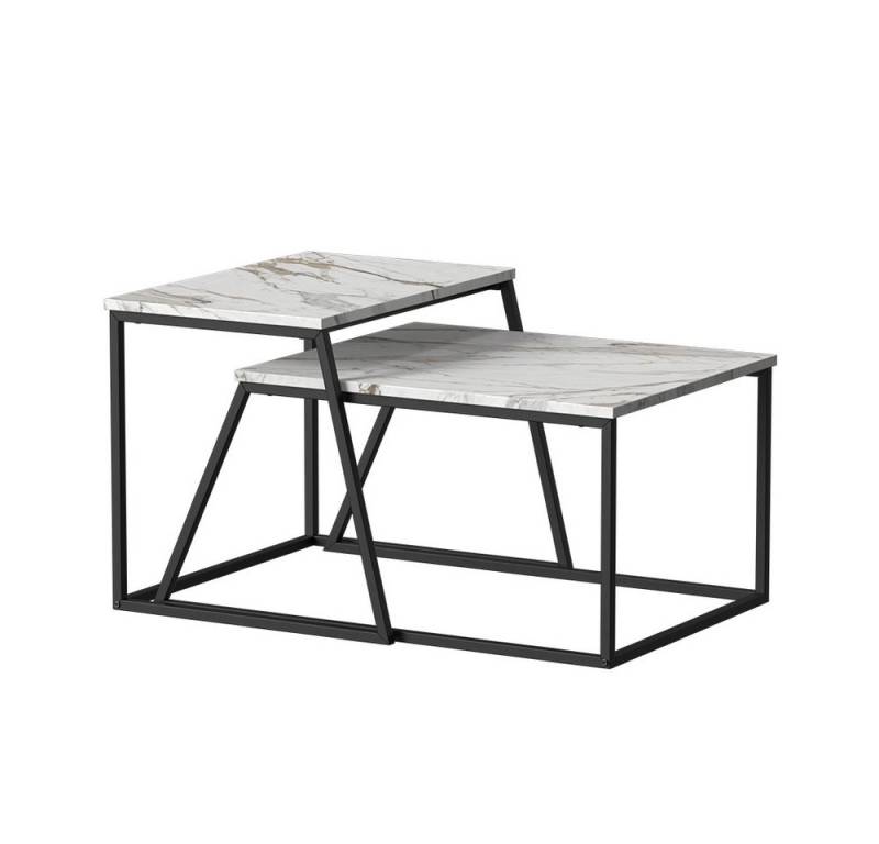 Vicco Couchtisch Myra, Schwarz/Marmor-Weiß/Schwarz, 60 x 50 cm 2 Teile von Vicco