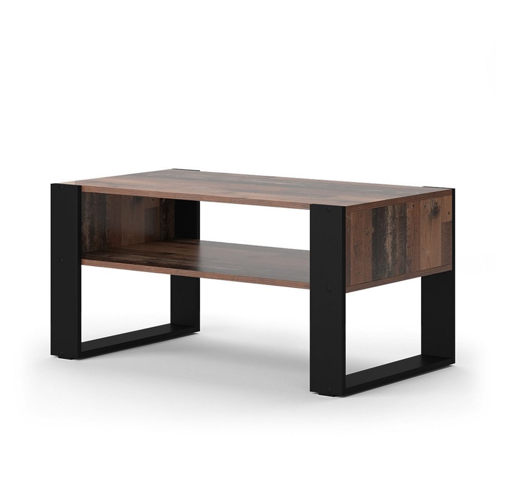 Vicco Couchtisch Olli, Antikholz/Schwarz, 92 x 52,4 cm mit Ablage von Vicco