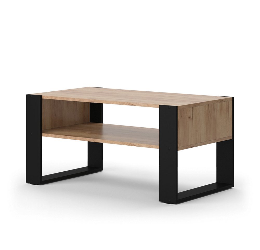 Vicco Couchtisch Olli, Goldkraft Eiche/Schwarz, 92 x 52,4 cm mit Ablage von Vicco