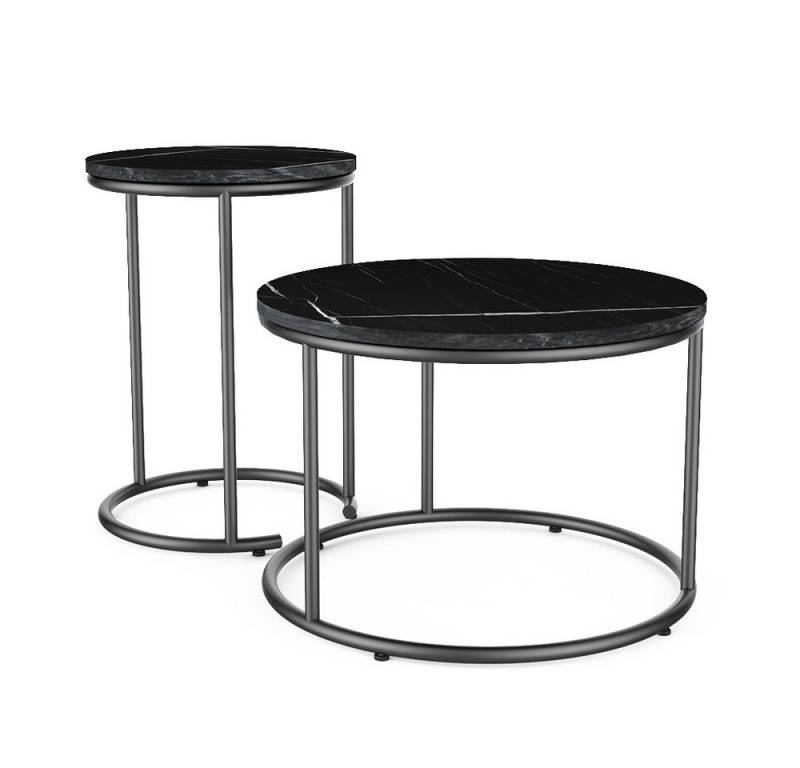 Vicco Couchtisch Ottawa, Schwarzer Marmor, 55 x 55 cm 2 Teile von Vicco