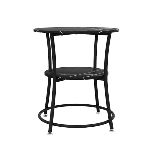 Vicco Couchtisch Quebec, Couchtisch mit der Ablage, Marmor/Schwarz, 50 x 50 cm mit Ablage von Vicco