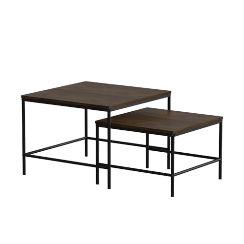 Vicco Couchtisch-Set Ramio, Eiche rustikal/Schwarz, 60 x 60 cm 2 Teile von Vicco