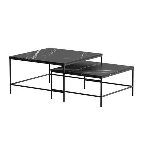 Vicco Couchtisch-Set Ramio, Schwarz, 80 x 80 cm 2 Teile von Vicco