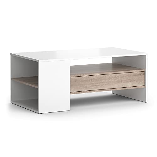 Vicco Couchtisch Fabien, Wohnzimmertisch mit Schublade, Weiß, 110 x 60 cm von Vicco