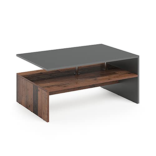 Vicco Couchtisch Amato, Couchtisch mit der Ablage, Anthrazit/Goldkraft Eiche, 90 x 60 cm von Vicco