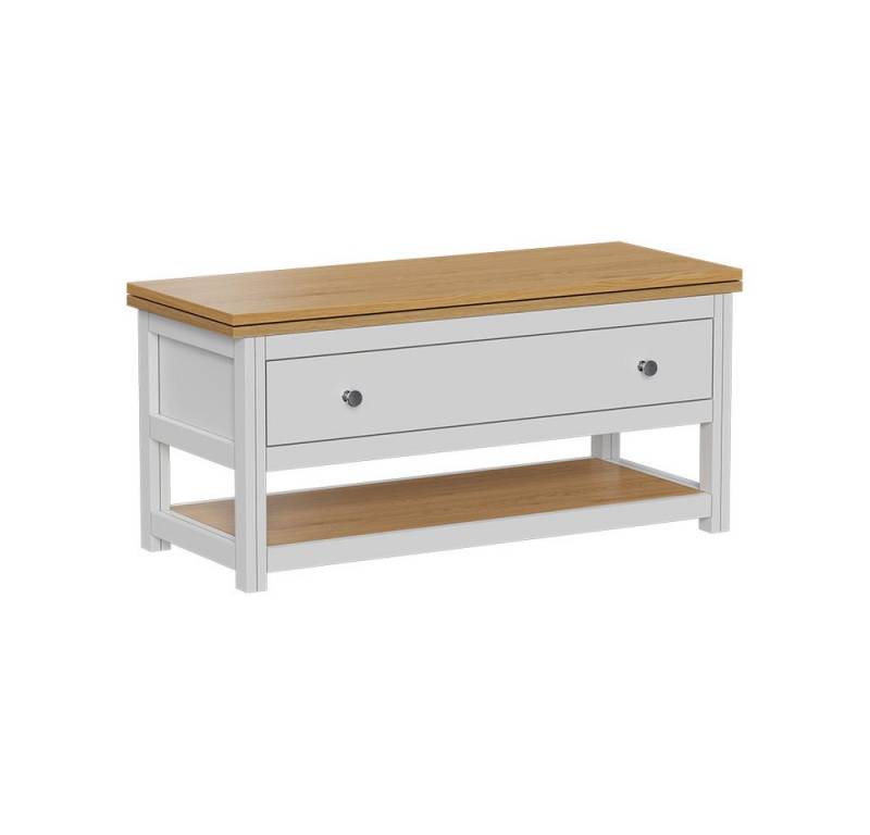 Vicco Couchtisch Vikla, Weiß/Eiche, 100 x 40 cm mit ausklappbarer Tischplatte von Vicco