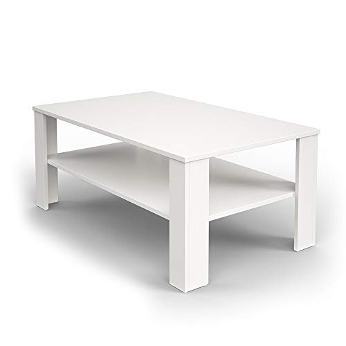 Vicco Couchtisch, Couchtisch mit der Ablage, Weiß, 100 x 60 cm von Vicco