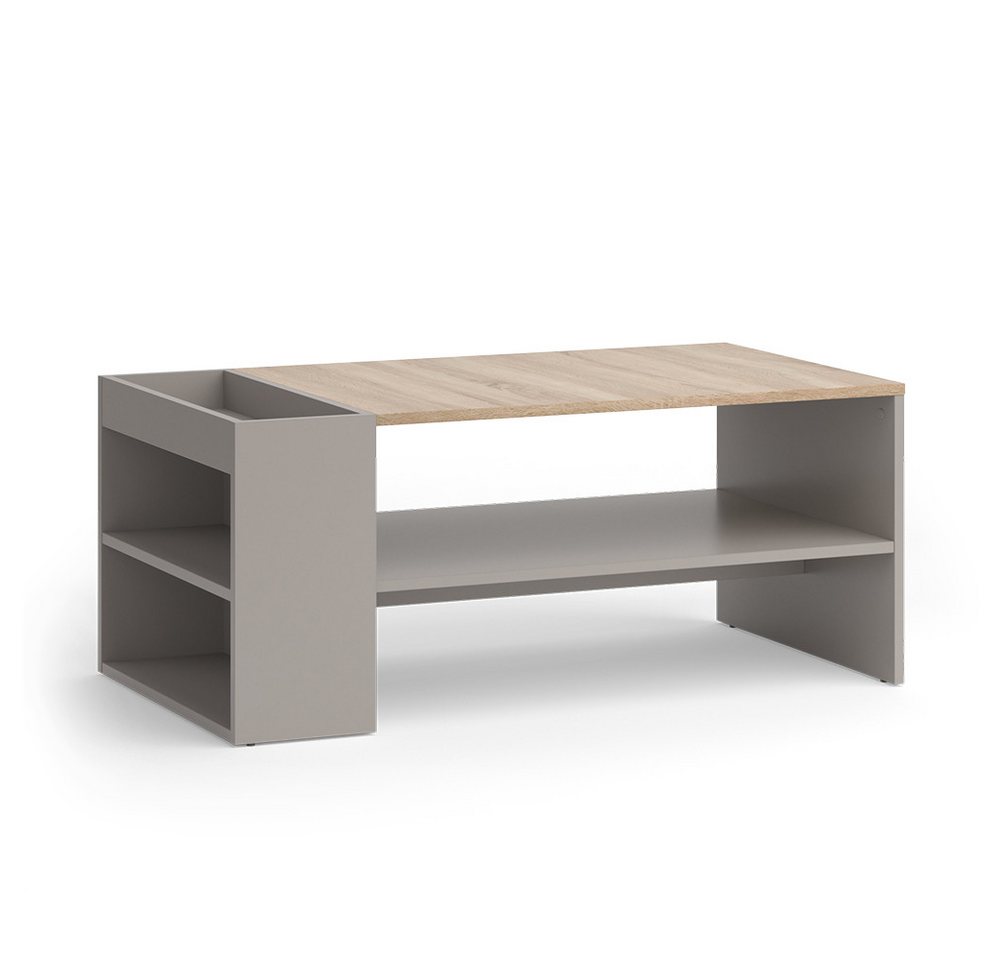 Vicco Couchtisch Wido, Greige/Sonoma, 100 x 55 cm mit Regalen von Vicco
