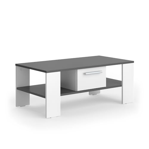 Vicco Couchtisch Wilmut, Anthrazit/Weiß, 89.8 x 46.4 cm mit Schublade von Vicco