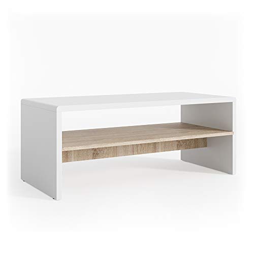 Vicco Couchtisch, Couchtisch mit der Ablage, Weiß/Sonoma, 99.6 x 39.8 cm von Vicco