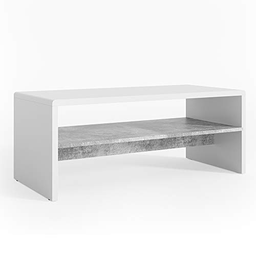 Vicco Couchtisch, Weiß/Beton, 99 x 40 cm von Vicco