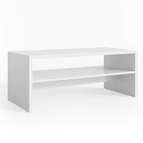 Vicco Couchtisch, Couchtisch mit der Ablage, Weiß, 99.6 x 39.8 cm von Vicco