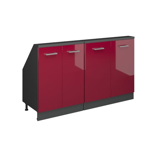 Vicco Dachschrägenschrank Rion, Anthrazit/Bordeaux Hochglanz, 2er Set von Vicco