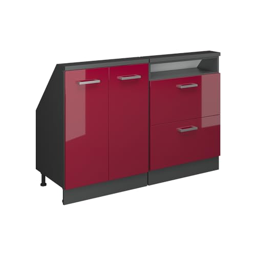 Vicco Dachschrägenschrank Rion, Anthrazit/Bordeaux Hochglanz, 2er Set von Vicco