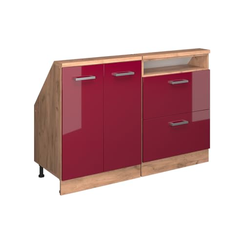 Vicco Dachschrägenschrank Rion, Goldkraft Eiche/Bordeaux Hochglanz, 2er Set von Vicco