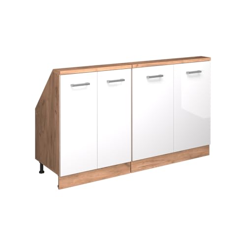 Vicco Dachschrägenschrank Rion, Goldkraft Eiche/Weiß Hochglanz, 2er Set von Vicco