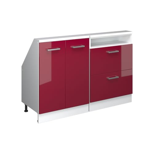Vicco Dachschrägenschrank Rion, Weiß/Bordeaux Hochglanz, 2er Set von Vicco