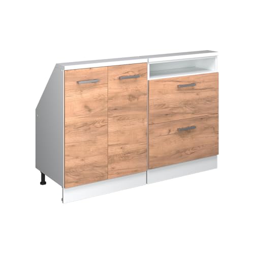 Vicco Dachschrägenschrank Rion, Weiß/Goldkraft Eiche, 2er Set von Vicco