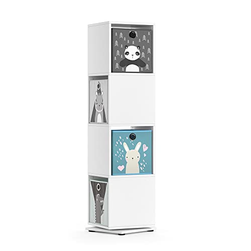 Vicco Kinderregal Weiß mit 4 Faltboxen - 35x144x35 cm gefertigt aus Spanplatte - Bücherregal perfekt fürs Kinderzimmer, praktische Aufbewahrung für Bücher und Spielzeug von Vicco