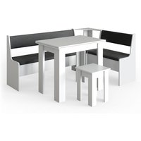 Vicco - Eckbankgruppe "Roman" 180x120 cm Weiß Sitzgruppe mit Hocker und Tisch von Vicco