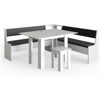 Vicco - Eckbankgruppe "Roman" 180x180 cm Weiß Sitzgruppe mit Hocker und Tisch von Vicco