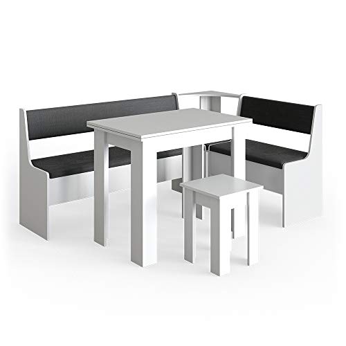 Vicco Eckbankgruppe Roman, Küchentisch, Weiß/Anthrazit, 180 x 120 cm mit Tisch von Vicco