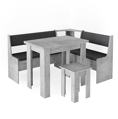 Vicco Eckbankgruppe Roman, Beton/Anthrazit, 150 x 120 cm mit Tisch von Vicco