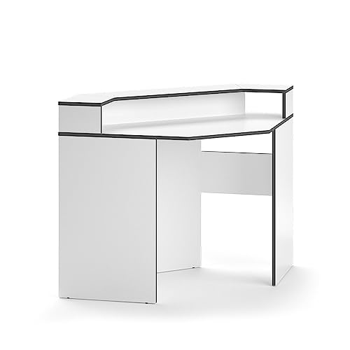 Vicco Gaming Tisch Kron, Weiß/Grau, 90 x 90 cm Eckform von Vicco