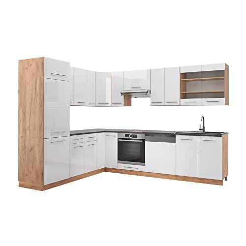 Vicco Eckküche Fame-Line, Weiß Hochglanz/Goldkraft Eiche, 227 x 287 cm ohne Arbeitsplatte Vicco Eckküche Fame-Line, Weiß Hochglanz/Goldkraft Eiche, 227 x 287 cm ohne Arbeitsplatte von Vicco