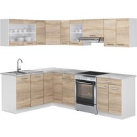 Vicco - Eckküche R-Line 247x167cm Weiß/Sonoma Modern von Vicco