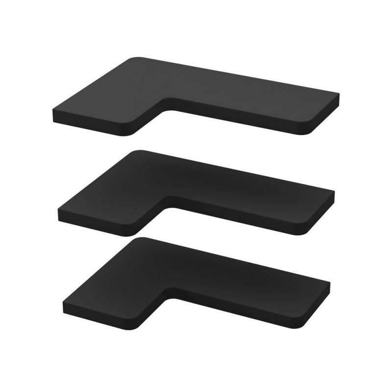 Vicco Eckregal Curva, Schwarz, 40.5 x 2.5 cm 3er Set von Vicco