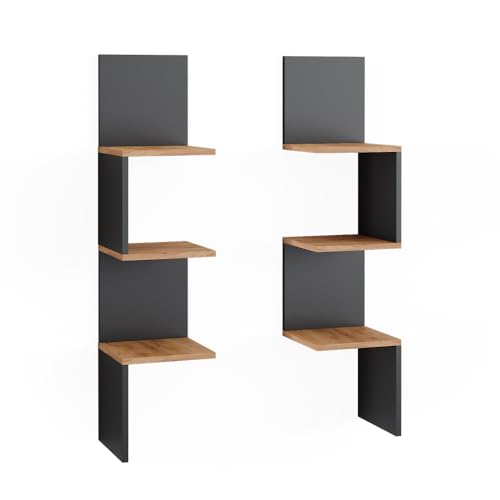 Vicco Eckregal Paolo, Bücherregal, Anthrazit, 28 x 116.4 cm 2er Set von Vicco