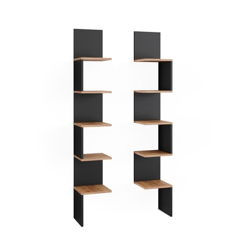 Vicco Eckregal Paolo, Bücherregal, Anthrazit, 28 x 175.4 cm 2er Set von Vicco