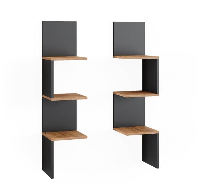 Vicco Eckregal Paolo, Anthrazit/Goldkraft Eiche, 28 x 116.4 cm 2er Set von Vicco