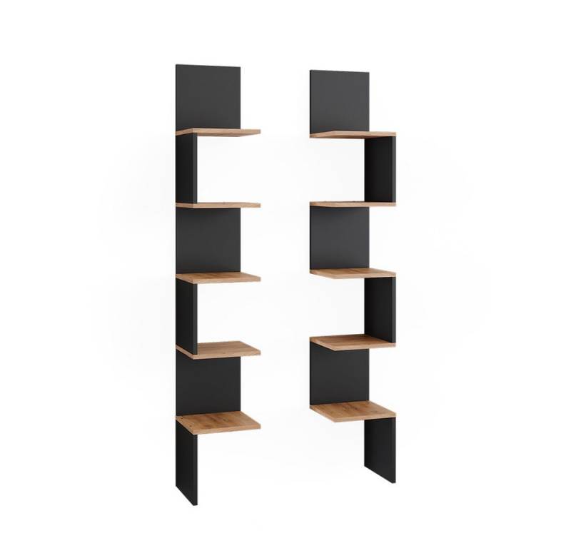 Vicco Eckregal Paolo, Anthrazit/Goldkraft Eiche, 28 x 175.4 cm 2er Set von Vicco