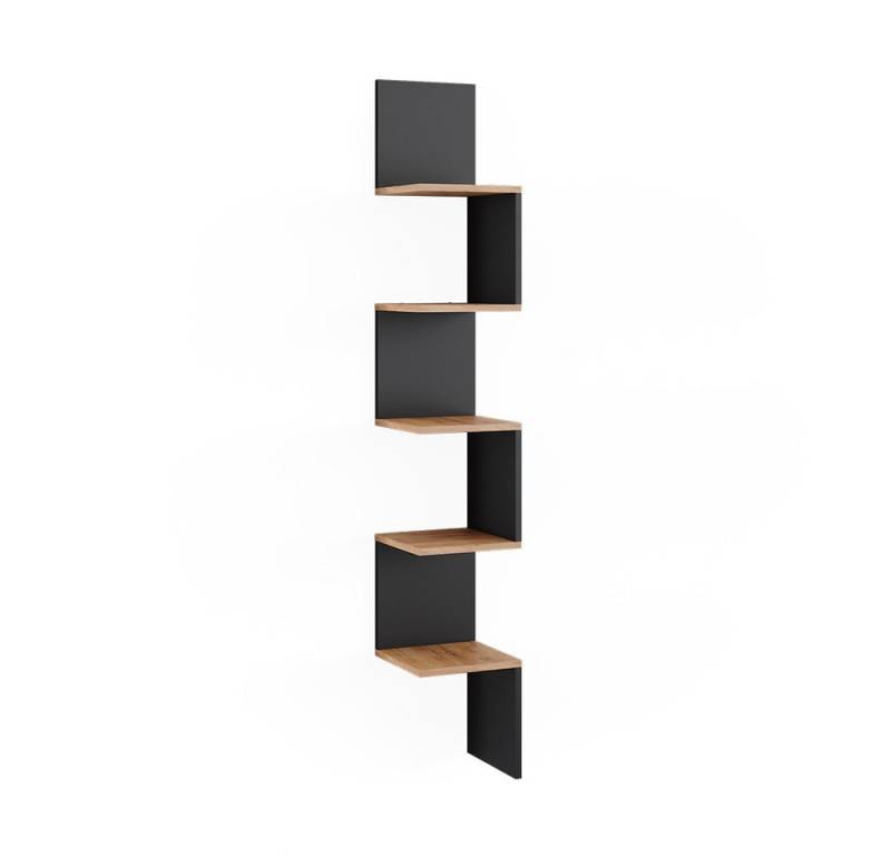 Vicco Eckregal Paolo, Anthrazit/Goldkraft Eiche, 28 x 175.4 cm mit 5 Fächern von Vicco