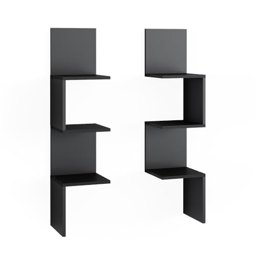 Vicco Eckregal Paolo, Bücherregal, Schwarz, 28 x 116.4 cm 2er Set von Vicco