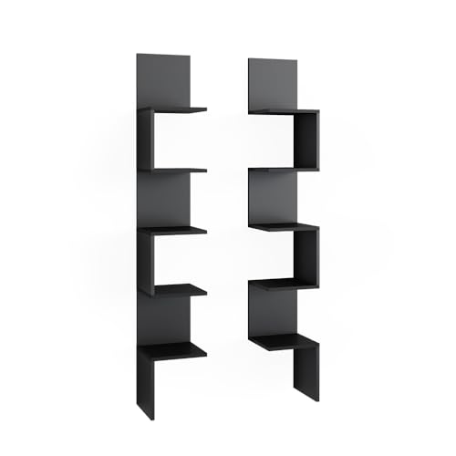 Vicco Eckregal Paolo, Bücherregal, Schwarz, 28 x 175.4 cm 2er Set von Vicco
