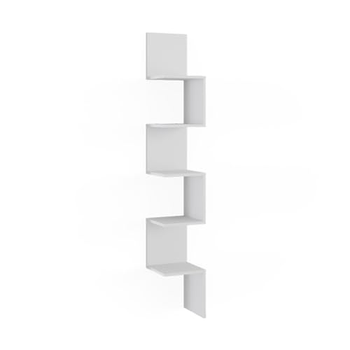 Vicco Eckregal Paolo, Bücherregal, Weiß, 28 x 175.4 cm mit 5 Fächern von Vicco