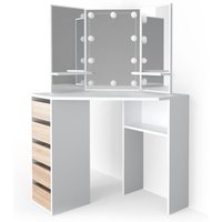 Eckschminktisch Arielle, Weiß/Sonoma, 110 cm mit led Beleuchtung Vicco Eckschminktisch Arielle, Weiß/Sonoma, 110 cm mit led Beleuchtung Vicco von Vicco
